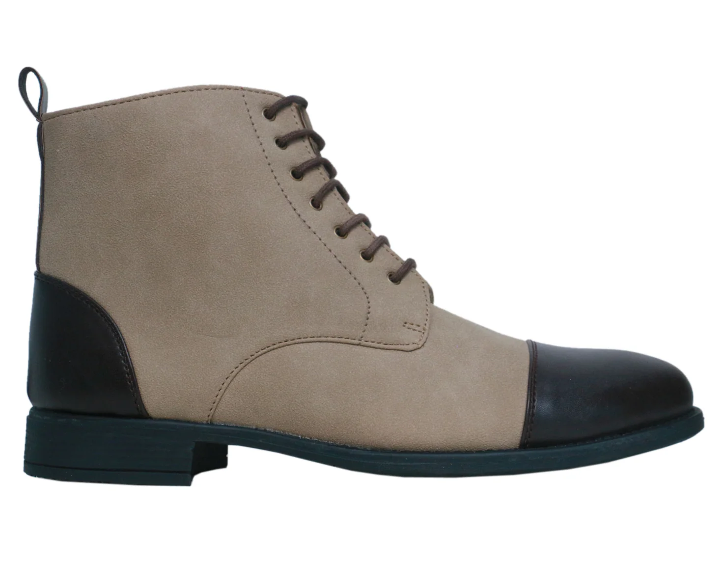Beige & Brown High Ankle Military Boots - Image 3