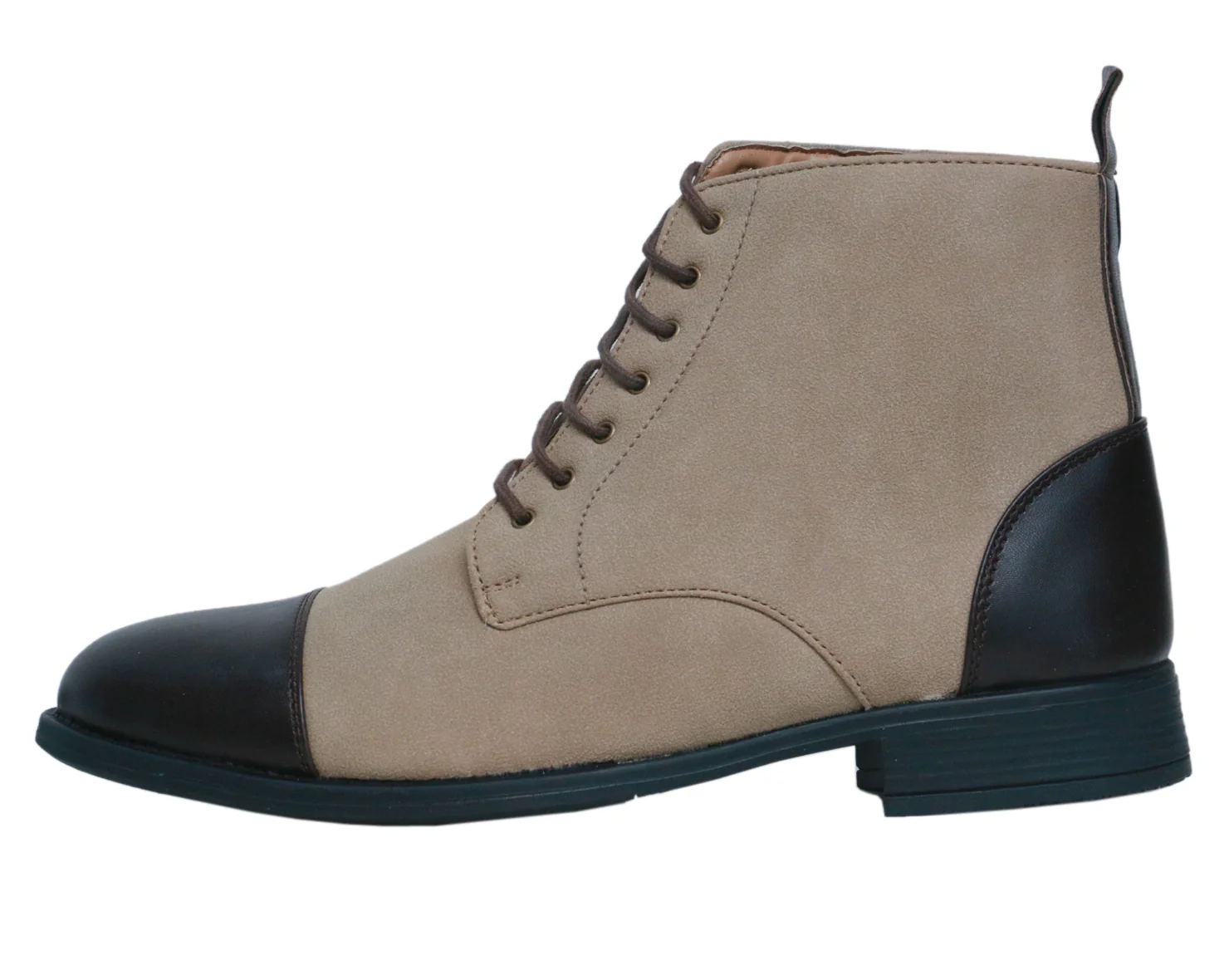 Beige & Brown High Ankle Military Boots - Image 4