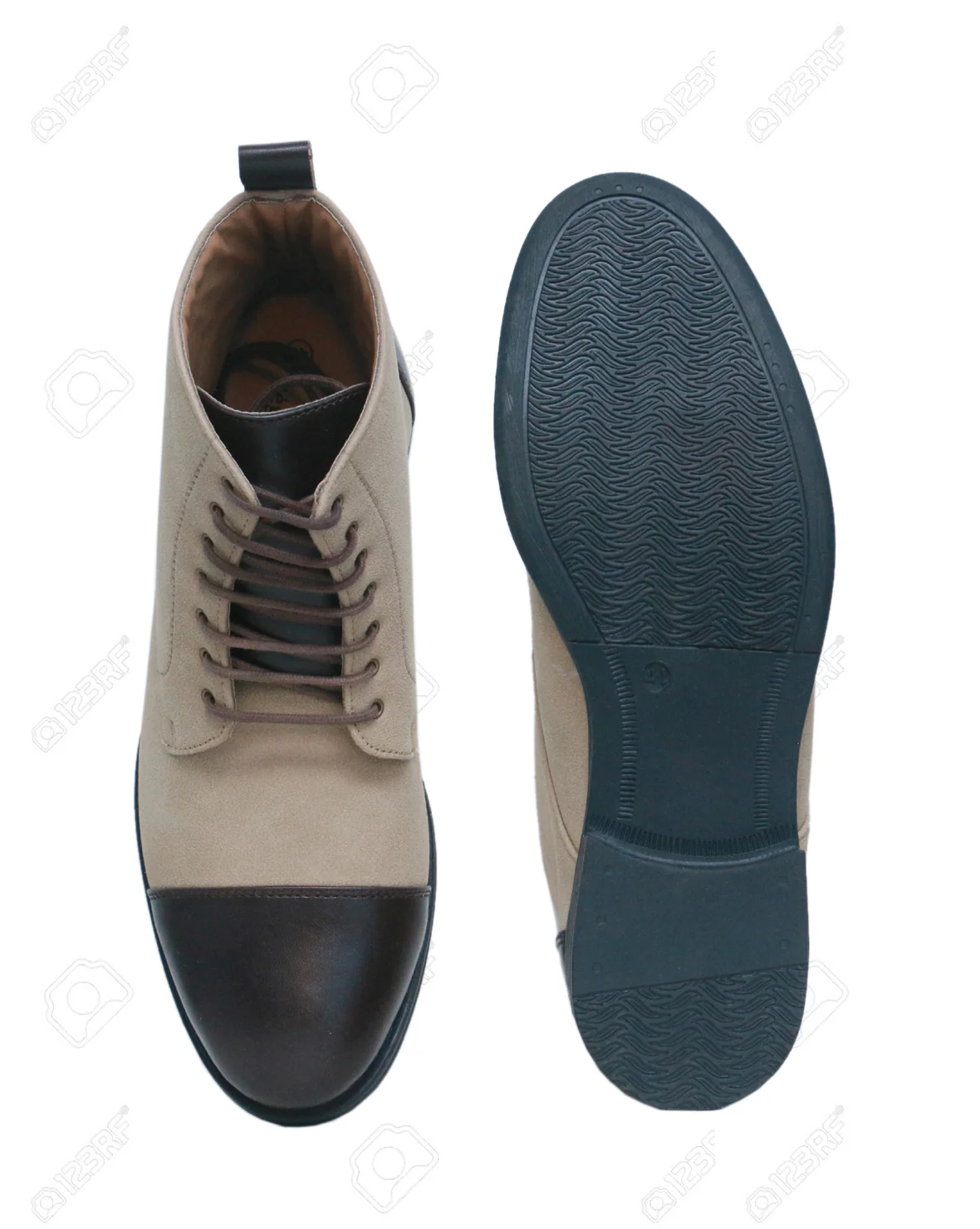 Beige & Brown High Ankle Military Boots - Image 5