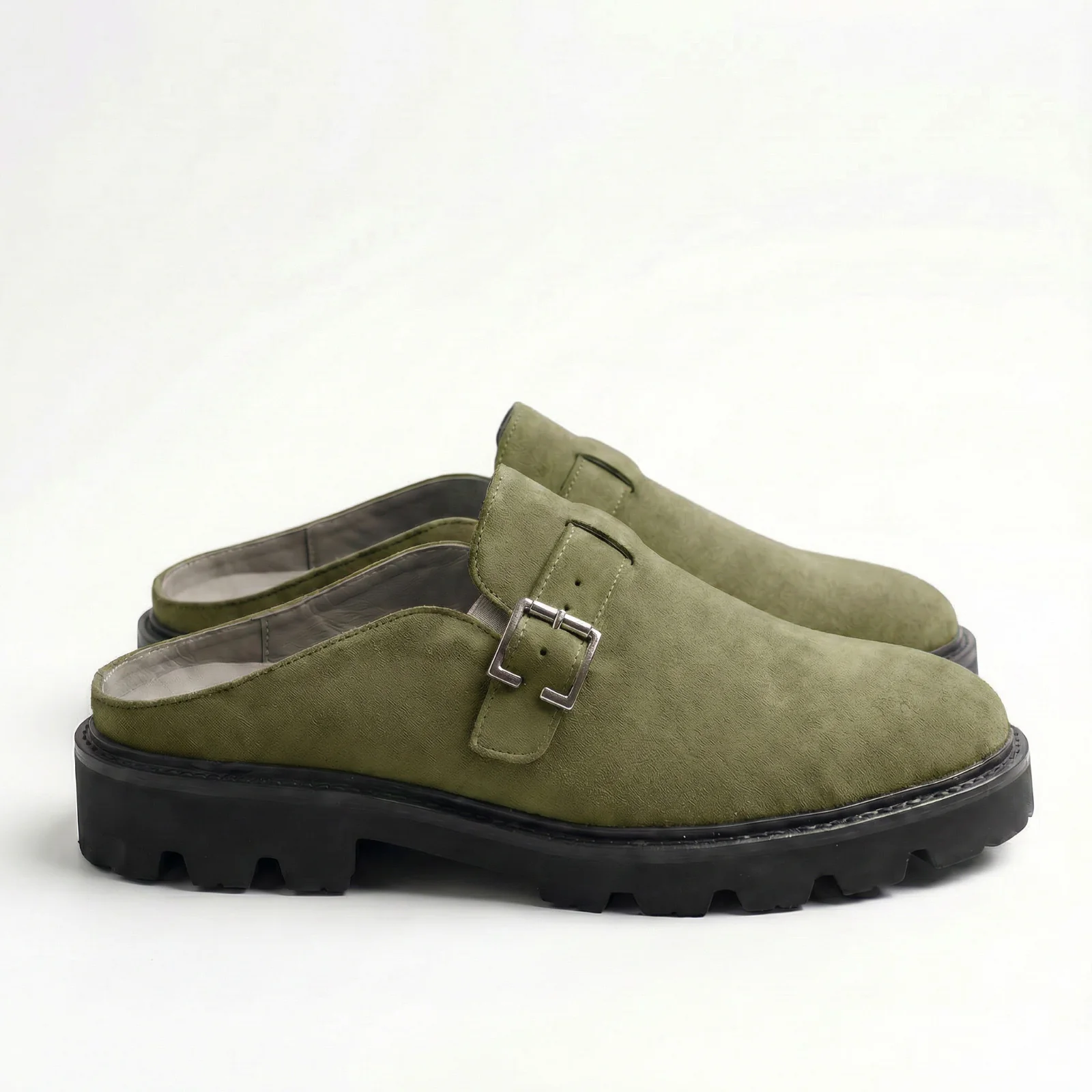 VB Velaro Army Green Suede Mules - Image 2